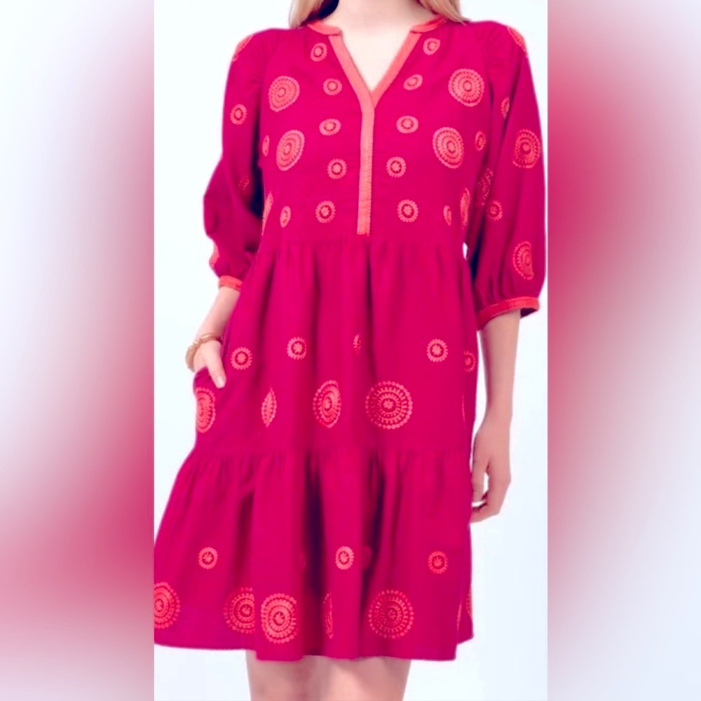 UNCLE FRANK MAGENTA SPIRAL ON TIERS DRESS XL